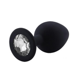 tapón anal Silicona negro Diamante Blanco