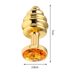 dimensiones butt plug Espiral Oro Diamante Naranja