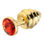 Plug Anal Espiral Oro Diamante Rojo