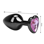 Anal plug Metal Negro Diamante Rosa tamano m