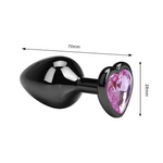 Anal plug Metal Negro Diamante Rosa talla s