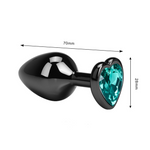 Anal plug Metal Negro Diamante Verde tamano s