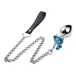 butt plug diamante corazón azul claro con cadena bsdm