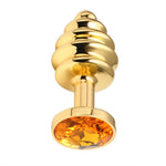 Plug Anal Espiral Oro <br> Diamante Naranja