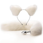 Plug Anal Cosplay Blanco <br> Cola Y Orejas de Zorro