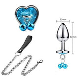 butt plug azul claro con cadena