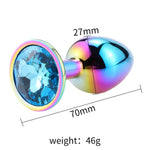 Plug Anal Arco Iris <br> Diamante Azul Claro